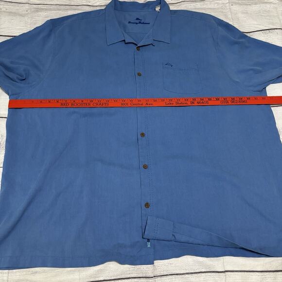 Tommy Bahama Mens Size 4XLB Button Up Silk Blend Short Sleeve Shirt Blue - Picture 5 of 10